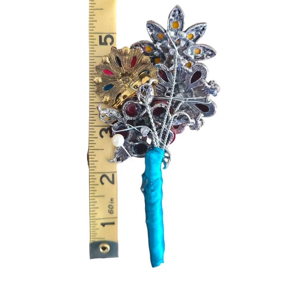 Hand Crafted Floral Brooch Boutineer Corsage Pin Bouquet